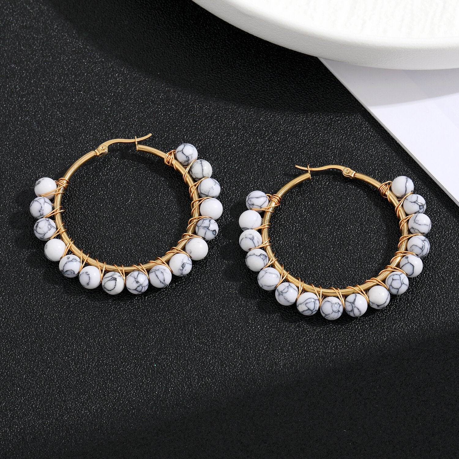 Wholesale Natural Stone Stainless Steel Earrings